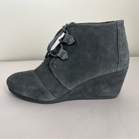 Toms Womens Kala Ankle Boots Booties Gray Wedge Heel Cap Toe Lace Up size 9 - Picture 5 of 11